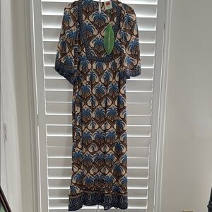 Farm Rio Cocopalm Beige Maxi Dress NWT